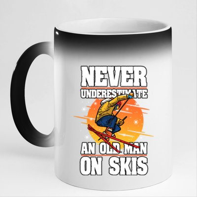 Skiing Never Underestimate An Old On Skis Winter Season Meaningful Gift 11oz Black Color Changing Mug