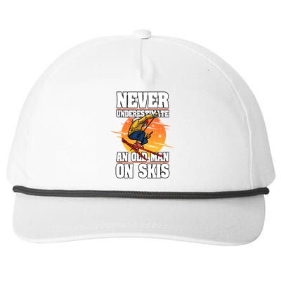 Skiing Never Underestimate An Old On Skis Winter Season Meaningful Gift Snapback Five-Panel Rope Hat