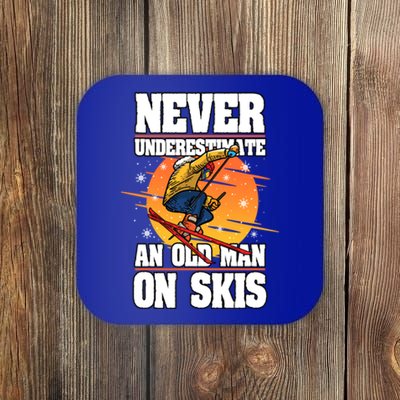 Skiing Never Underestimate An Old On Skis Winter Season Meaningful Gift Coaster