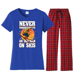 Skiing Never Underestimate An Old On Skis Winter Season Meaningful Gift Women's Flannel Pajama Set