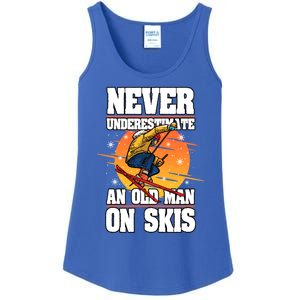 Skiing Never Underestimate An Old On Skis Winter Season Meaningful Gift Ladies Essential Tank