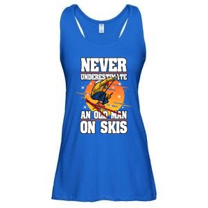 Skiing Never Underestimate An Old On Skis Winter Season Meaningful Gift Ladies Essential Flowy Tank