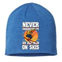 Skiing Never Underestimate An Old On Skis Winter Season Meaningful Gift Sustainable Beanie