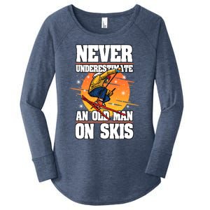 Skiing Never Underestimate An Old On Skis Winter Season Meaningful Gift Women's Perfect Tri Tunic Long Sleeve Shirt