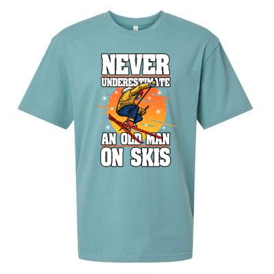 Skiing Never Underestimate An Old On Skis Winter Season Meaningful Gift Sueded Cloud Jersey T-Shirt