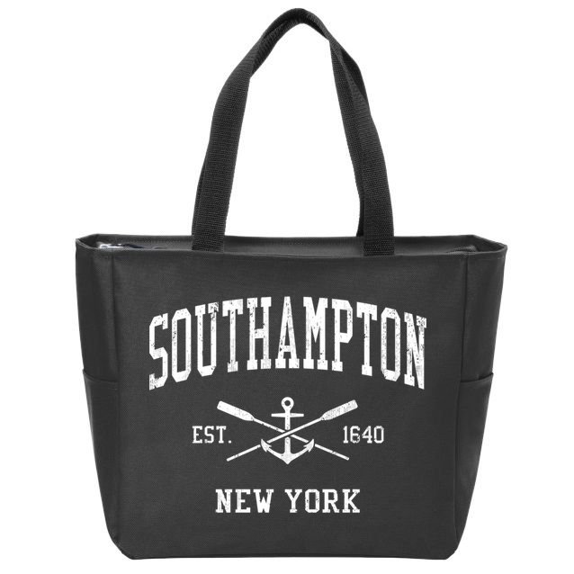 Southampton Ny Vintage Crossed Oars And Boat Anchor Sports Cool Gift Zip Tote Bag