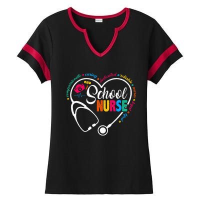 School Nurse Vintage Love Heart Nurse Life Ladies Halftime Notch Neck Tee