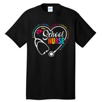 School Nurse Vintage Love Heart Nurse Life Tall T-Shirt