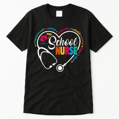 School Nurse Vintage Love Heart Nurse Life Tall T-Shirt