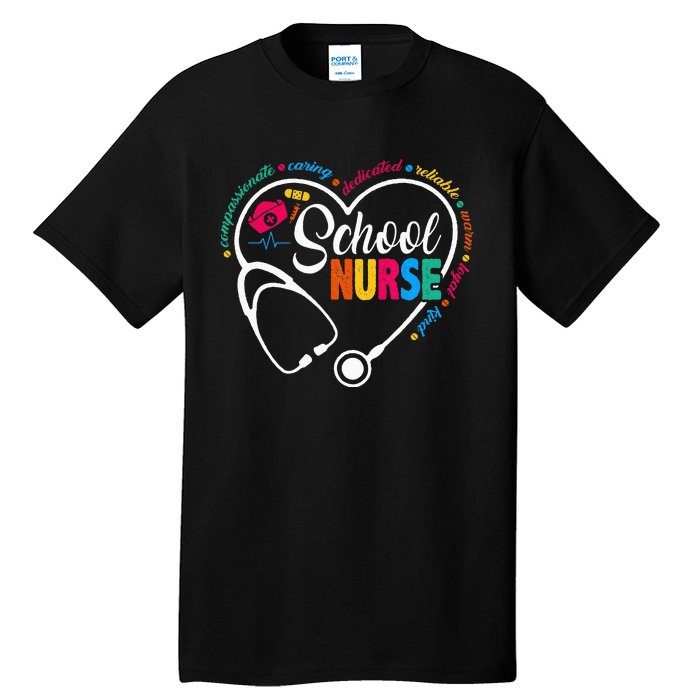 School Nurse Vintage Love Heart Nurse Life Tall T-Shirt