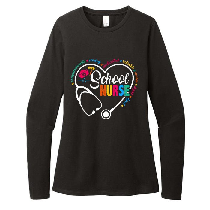 School Nurse Vintage Love Heart Nurse Life Womens CVC Long Sleeve Shirt