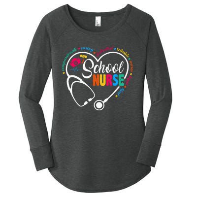 School Nurse Vintage Love Heart Nurse Life Women's Perfect Tri Tunic Long Sleeve Shirt