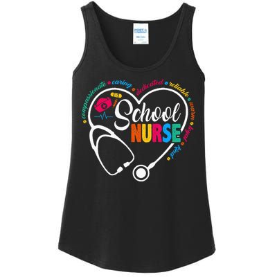 School Nurse Vintage Love Heart Nurse Life Ladies Essential Tank