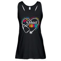 School Nurse Vintage Love Heart Nurse Life Ladies Essential Flowy Tank