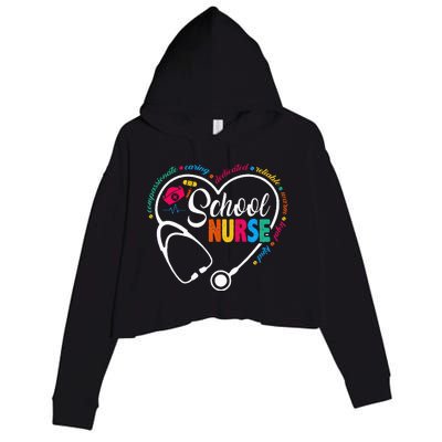 School Nurse Vintage Love Heart Nurse Life Crop Fleece Hoodie