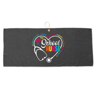 School Nurse Vintage Love Heart Nurse Life Large Microfiber Waffle Golf Towel