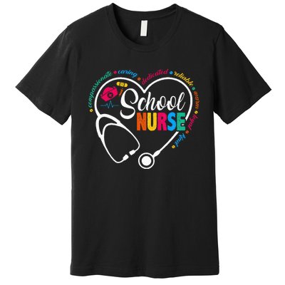 School Nurse Vintage Love Heart Nurse Life Premium T-Shirt