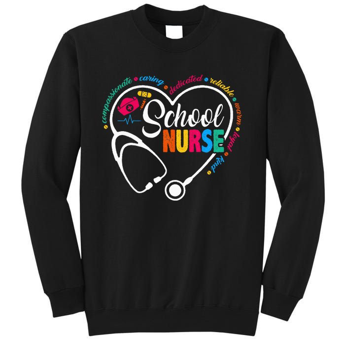 School Nurse Vintage Love Heart Nurse Life Tall Sweatshirt