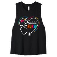 School Nurse Vintage Love Heart Nurse Life Women's Racerback Cropped Tank