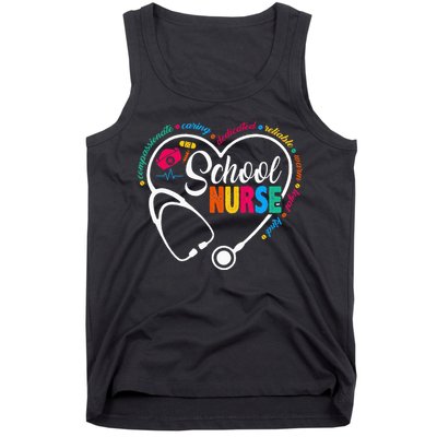 School Nurse Vintage Love Heart Nurse Life Tank Top