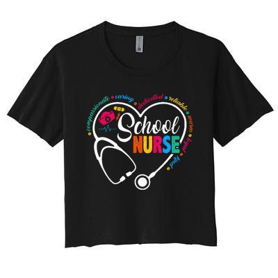 School Nurse Vintage Love Heart Nurse Life Women's Crop Top Tee