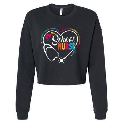 School Nurse Vintage Love Heart Nurse Life Cropped Pullover Crew