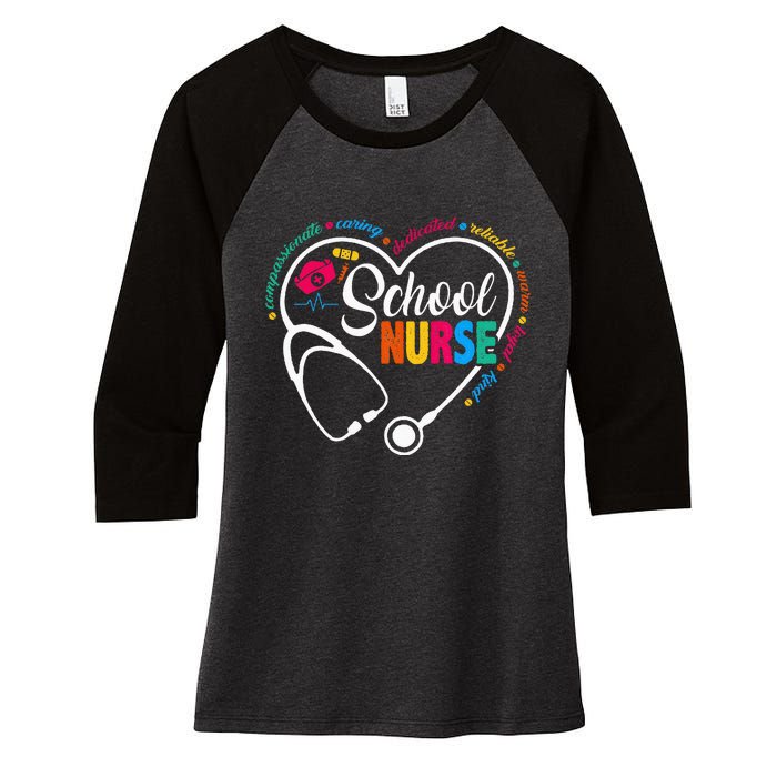 School Nurse Vintage Love Heart Nurse Life Women's Tri-Blend 3/4-Sleeve Raglan Shirt