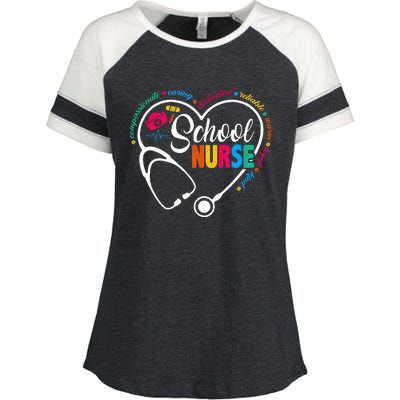 School Nurse Vintage Love Heart Nurse Life Enza Ladies Jersey Colorblock Tee