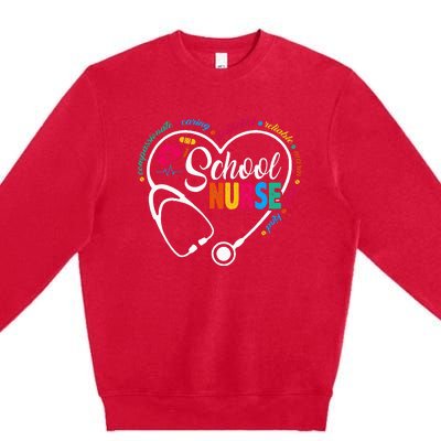 School Nurse Vintage Love Heart Nurse Life Premium Crewneck Sweatshirt