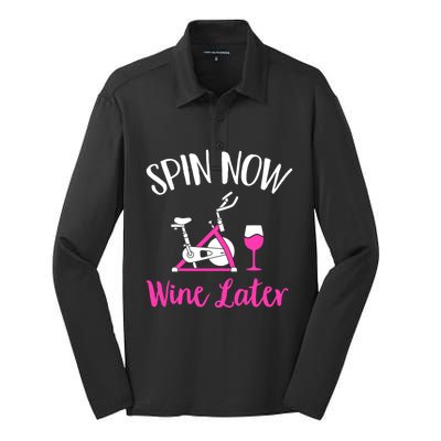 Spin Now Wine Later Indoor Cycling Spinning Spin Class Cute Gift Silk Touch Performance Long Sleeve Polo