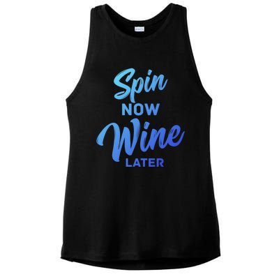 Spin Now Wine Later Spinning Cycling Workout Gift Ladies PosiCharge Tri-Blend Wicking Tank