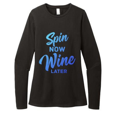 Spin Now Wine Later Spinning Cycling Workout Gift Womens CVC Long Sleeve Shirt