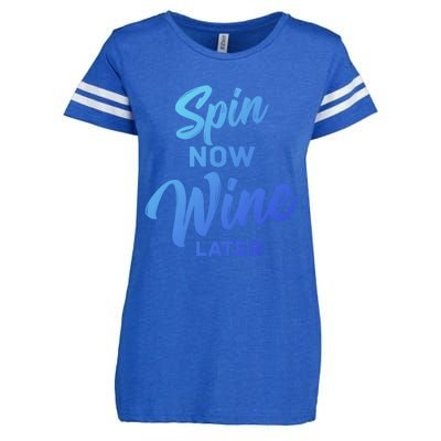 Spin Now Wine Later Spinning Cycling Workout Gift Enza Ladies Jersey Football T-Shirt