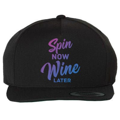 Spin Now Wine Later Spinning Cycling Workout Gift Wool Snapback Cap