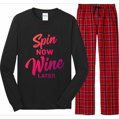 Spin Now Wine Later Spinning Cycling Workout Gift Long Sleeve Pajama Set