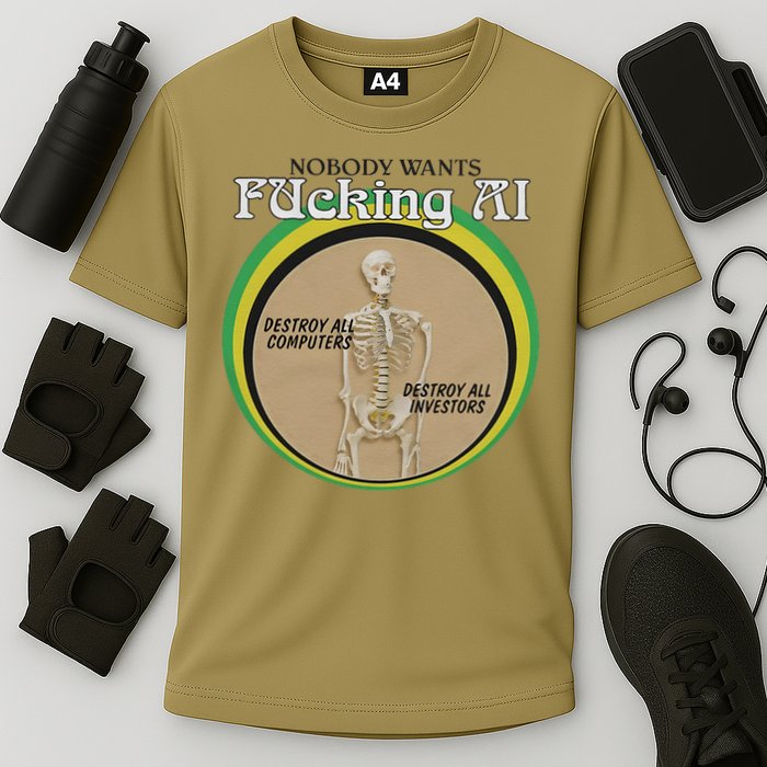 Skeleton Nobody Wants Fucking Ai Destroy All Computers Cooling Performance Crew T-Shirt