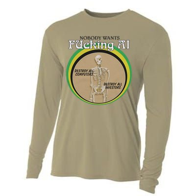 Skeleton Nobody Wants Fucking Ai Destroy All Computers Cooling Performance Long Sleeve Crew