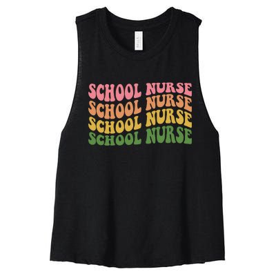 School Nurse Word Mashup Women's Racerback Cropped Tank