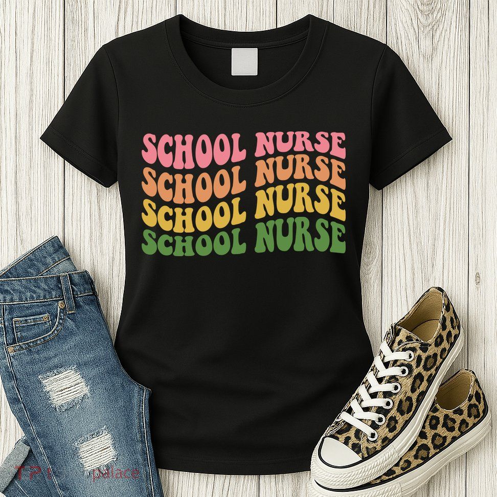 School Nurse Word Mashup Womens T-Shirt