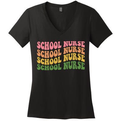 School Nurse Word Mashup Women's V-Neck T-Shirt