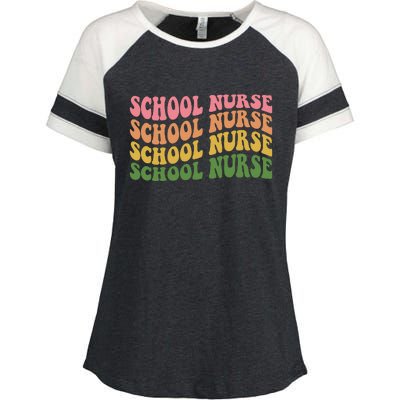 School Nurse Word Mashup Enza Ladies Jersey Colorblock Tee