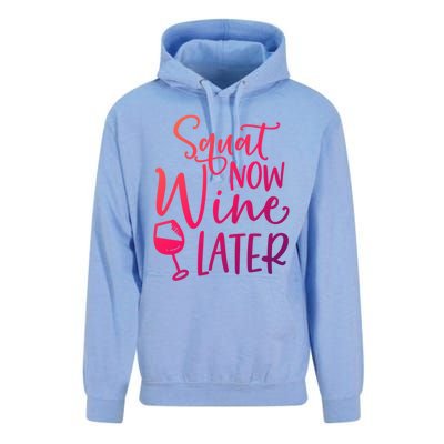 Squat Now Wine Later Funny Ing Fitness Gym Workout Funny Gift Unisex Surf Hoodie