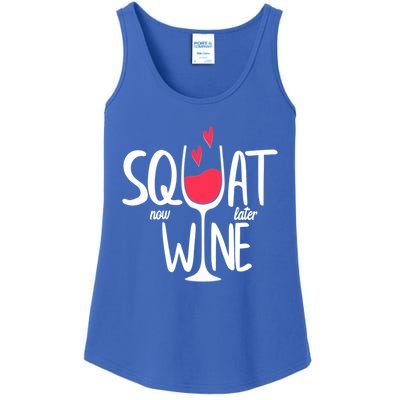 Squat Now Wine Later Funny Wine Gym Exercise Lovers Gift Funny Gift Ladies Essential Tank