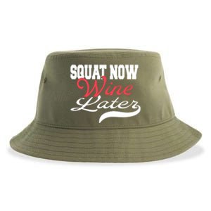 Squat Now Wine Later Fitness Bodybuilding Gym Gift Sustainable Bucket Hat