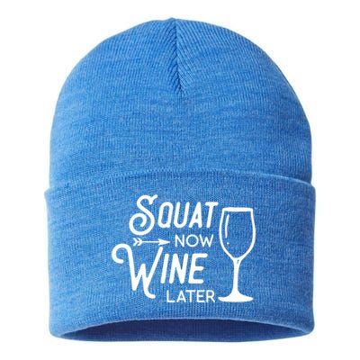 Squat Now Wine Later: Funny Squat Wine Gift Sustainable Knit Beanie