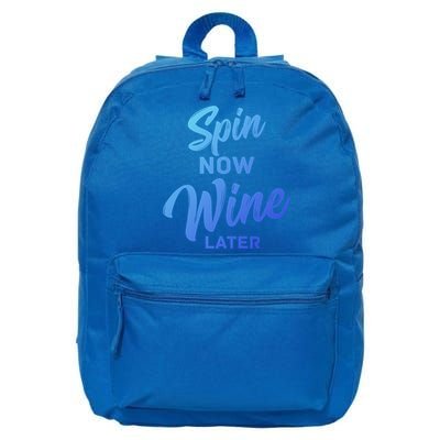 Spin Now Wine Later Gym Class Fitness Workout Humor Gift 16 in Basic Backpack
