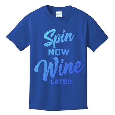 Spin Now Wine Later Gym Class Fitness Workout Humor Gift Kids T-Shirt