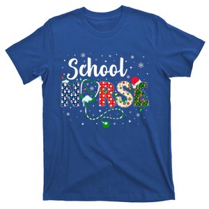 School Nurse Xmas Santa Hat Funny Nurse Christmas Pattern Gift T-Shirt