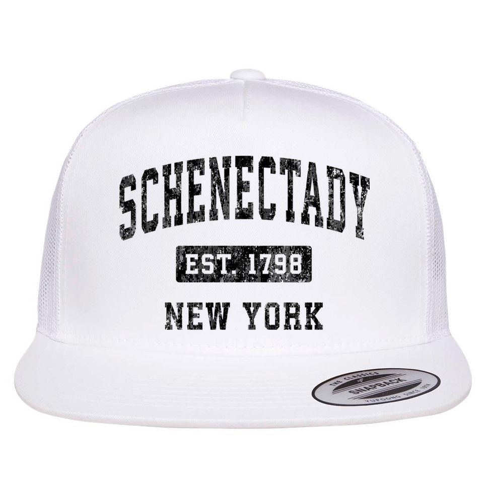 Schenectady New York Ny Vintage Established Sports Design Flat Bill Trucker Hat