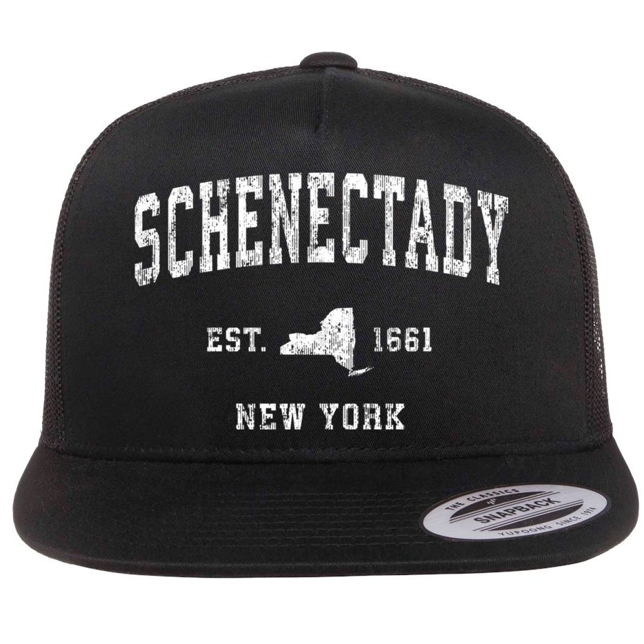 Schenectady New York Ny Vintage Athletic Sports Flat Bill Trucker Hat